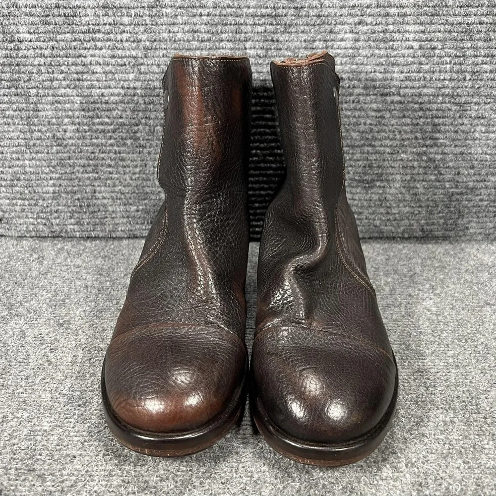 Elia Maurizi Boots Mens Size 7 Brown‎ Leather Ankle Zip Made In Italy 8117